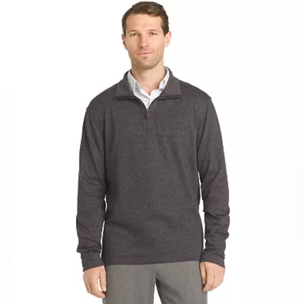 Van Heusen Flex Men’s Mock Neck Long Sleeve Quarter Zip Pullover Black Size XL